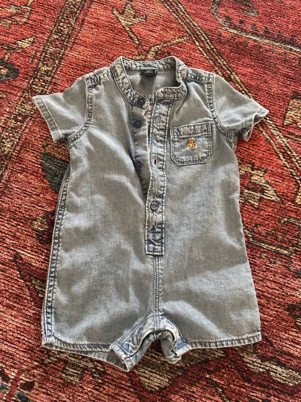 BABY GAP 3-6 MONTHS BABY BRANNAN BEAR BLUE DENIM ROMPER
